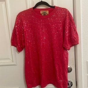 Vintage BIS  sequin dotted Tee- shirt Sz S